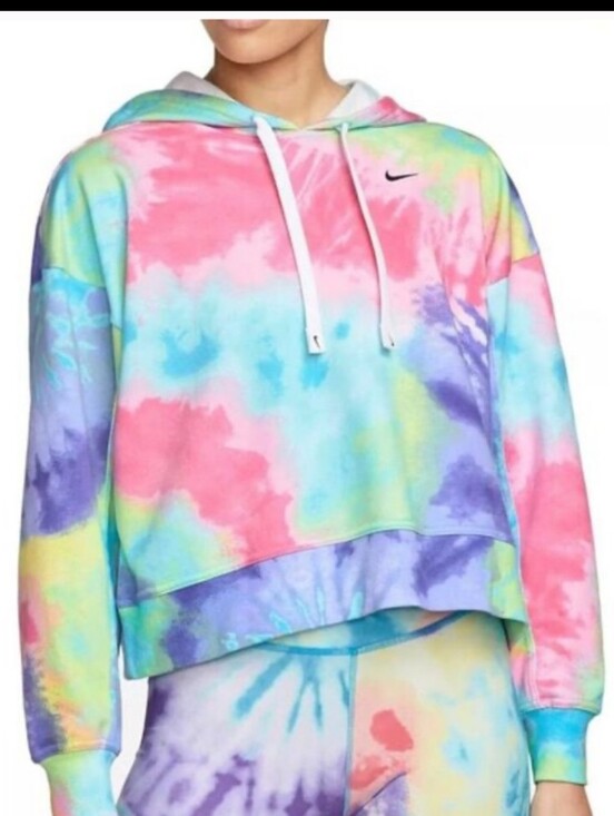 Nike Tops - Nike Training Plus Dri-FIT fleece tie dye Crop hoodie in multicolor Size Large